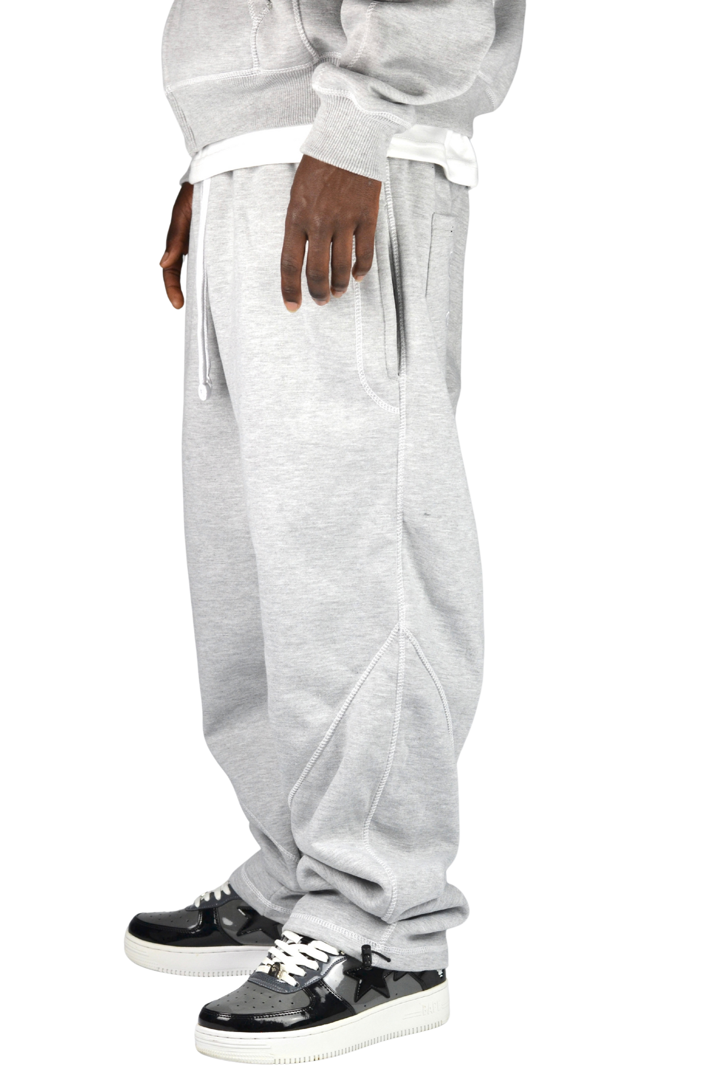GREY REVERSE STITCH JOGGERS