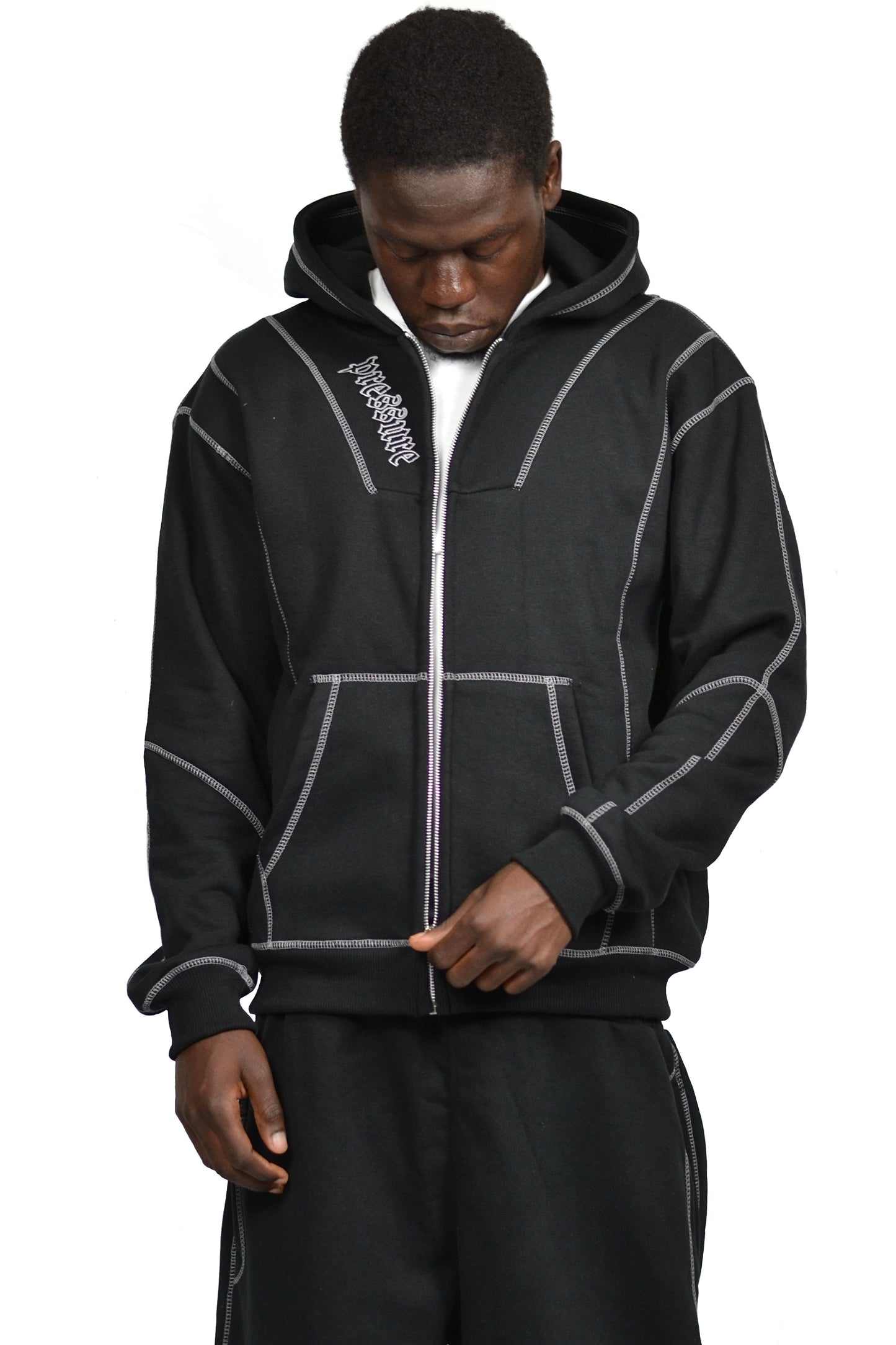 REFLECTIVE STITCH ZIP-UP HOODIE