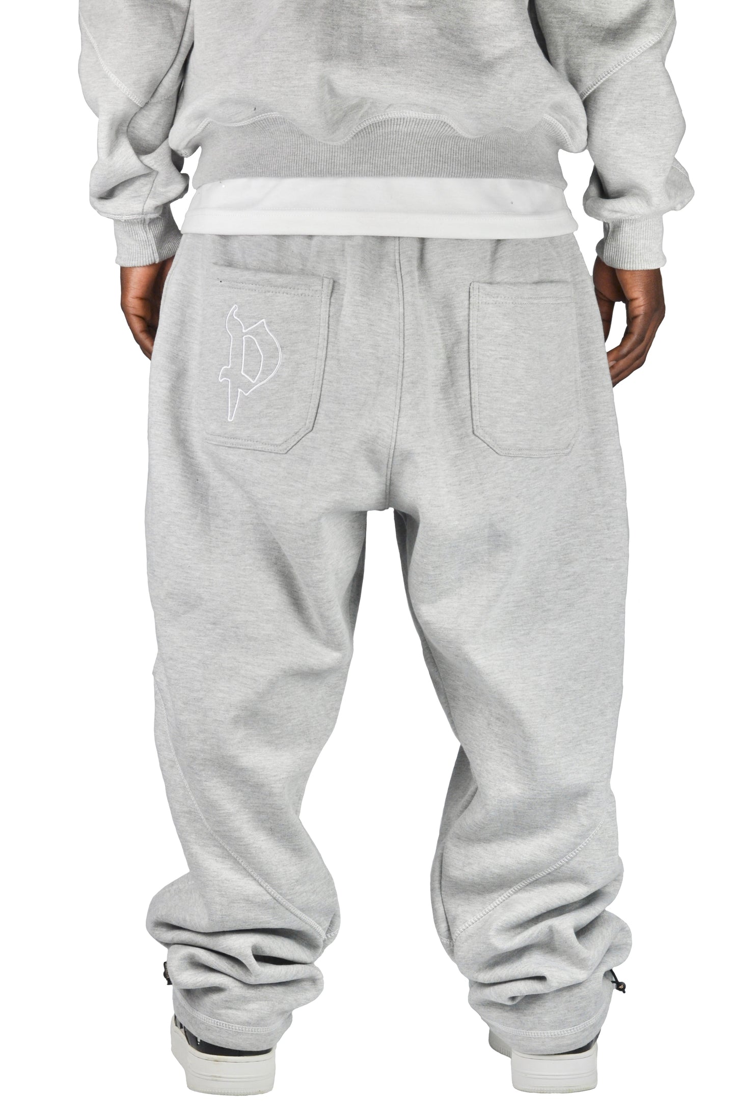 GREY REVERSE STITCH JOGGERS