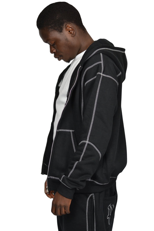 REFLECTIVE STITCH ZIP-UP HOODIE