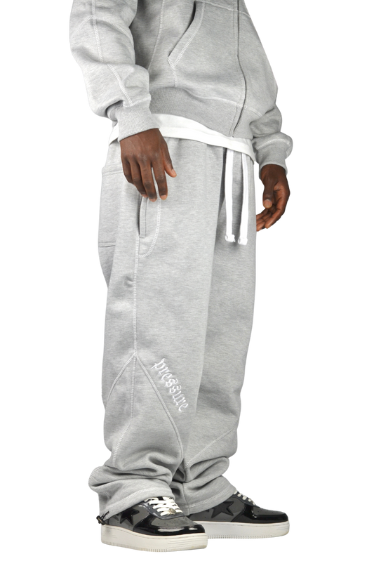 GREY REVERSE STITCH JOGGERS