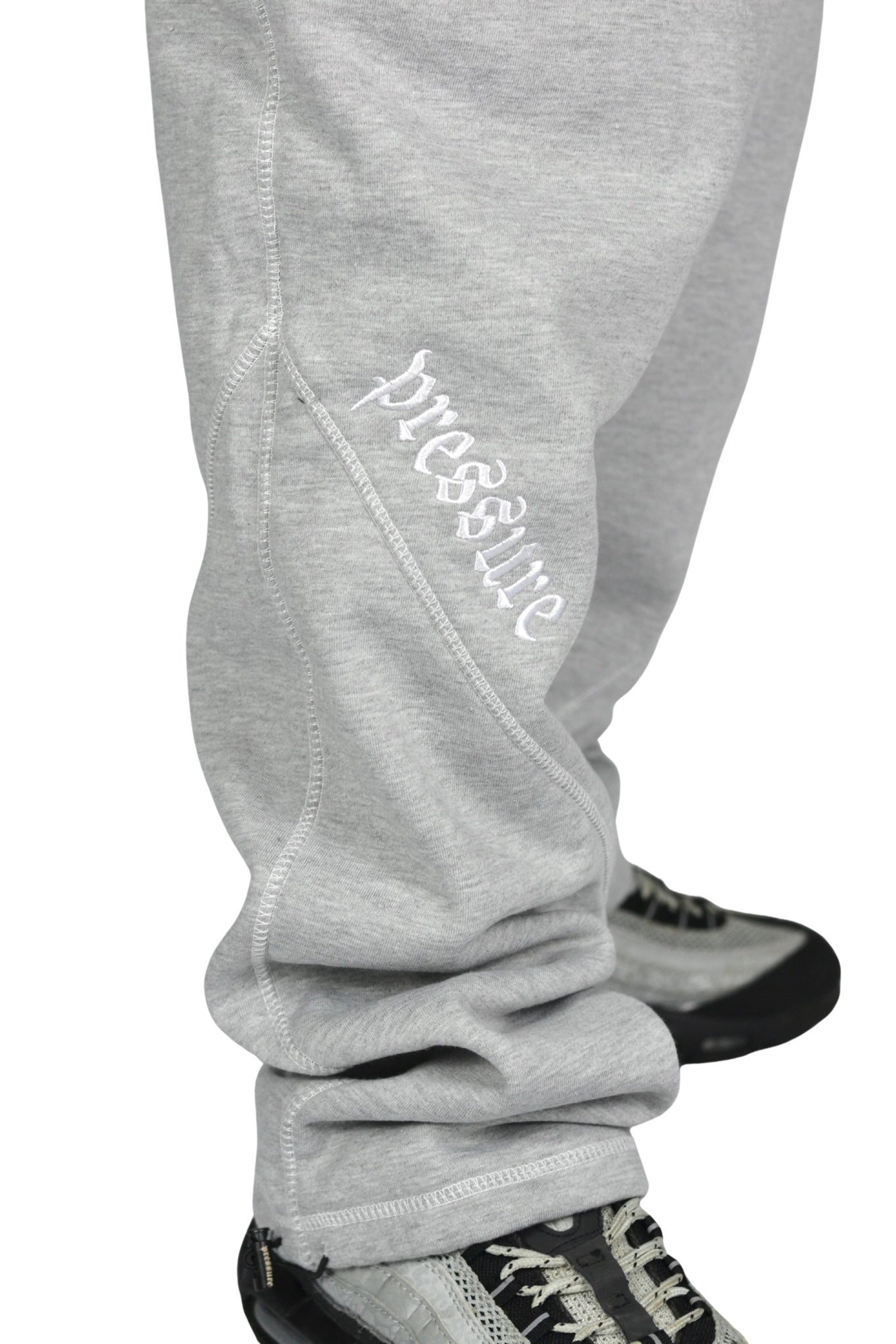GREY REVERSE STITCH JOGGERS