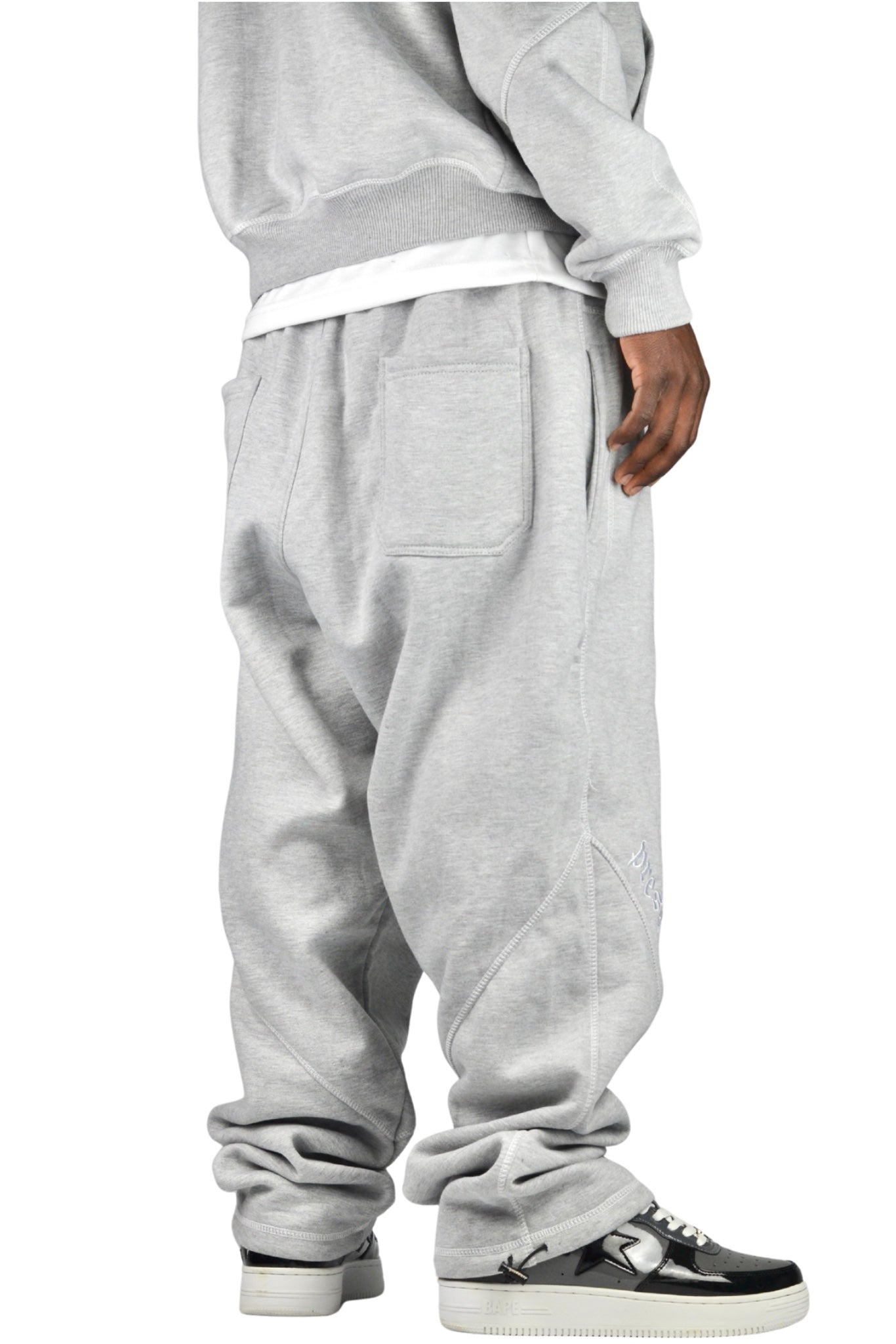 GREY REVERSE STITCH JOGGERS
