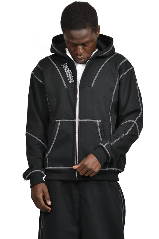 REFLECTIVE STITCH ZIP-UP HOODIE
