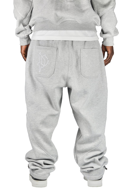 GREY REVERSE STITCH JOGGERS